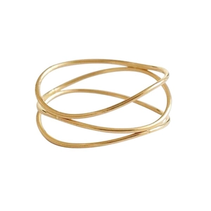 Minimalist triple layer intertwined 18K gold plated ring with cross interlocking design