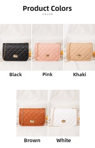 Quilted diamond pattern crossbody bags with metallic chain strap and gold twist lock clasp