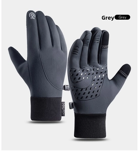 Detail of winter cycling gloves with touchscreen fingertips and non-slip palm silicone