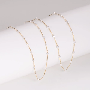 Station Artificial Pearl Necklace 304 Stainless Steel Gold Plated Minimalist Elegant Jewelry For Women Adjustable Chain