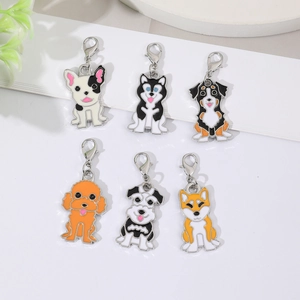 Cartoon Hund Metall Schlüsselanhänger mit Emaille Husky Bulldogge und Schnauzer