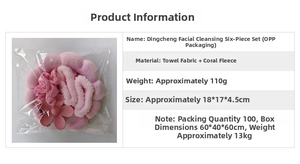 Detailed view of pink 6-piece face wash set with soft terry cloth headband and wristbands