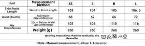 Tableau des tailles pour ensemble haut et pantalon brodés avec mesures de taille et hanche