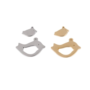 Polished stainless steel bird charm set in gold and silver for DIY jewelry making