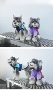 Detail view of the windproof warm dog vest showing the back zipper and high collar design