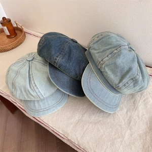 Berretto Da Strillone In Denim Vintage Per Donna Cappello Ottagonale Lavabile Regolabile Traspirante Casual