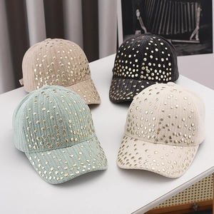 Winter velvet baseball caps with metal rivets in khaki, black, mint, and off-white colors