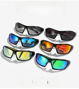 Detail showing outdoor polarized sunglasses in six colors with lightweight black frames