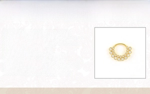 Detail view of gold-plated 925 silver hoop ring with double rows of sparkling cubic zirconia