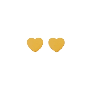 Minimalist gold-plated heart stud earrings in polished stainless steel finish for everyday wear