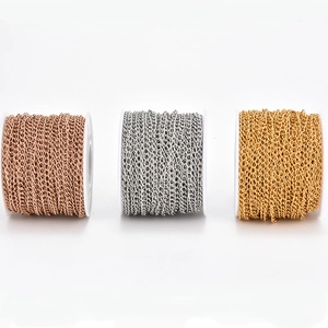 18k gold-plated stainless steel DIY jewelry extension chains in gold, silver and rose gold