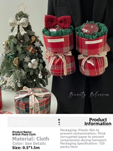 British red and green plaid fabric for Christmas gift wrapping in 0.5x1.5m size