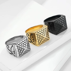 Ancient Egyptian Eye of Horus rings in gold, silver, and black stainless steel