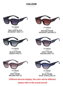 Detailed grid showing six color options for the FY-99202 oversized polarized sunglasses
