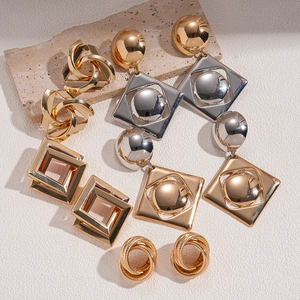 Geometric Hollow Earrings Alloy With 925 Sterling Silver Earring Post Modern Minimalist Elegant Jewelry For Women