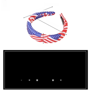 Détail du serre-tête artisanal drapeau USA avec dimensions et texture de tissu à étoiles