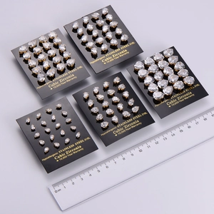 Detailed set of pear-cut cubic zirconia earrings in various sizes on 316L stainless steel