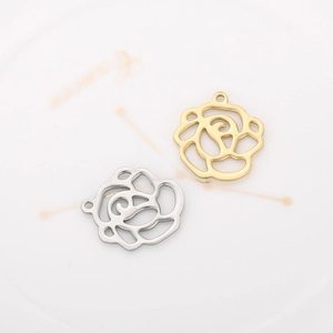 Détail de pendentifs rose en acier inoxydable or et argent pour bijoux DIY