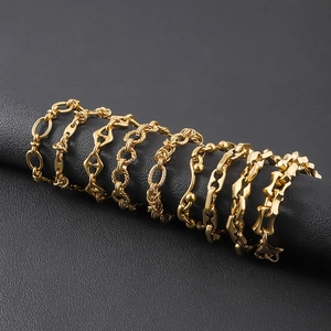 Bracelet De Chaîne En Acier Inoxydable Plaqué Or 18K Pour Hommes Femmes Style Ins Bijoux Géométriques