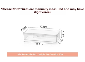 Detailed size specifications for a clear portable plastic storage box with dimensions