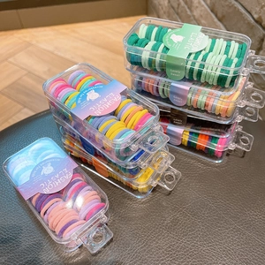 Colorful high elasticity hair bands set for kids in transparent box packaging