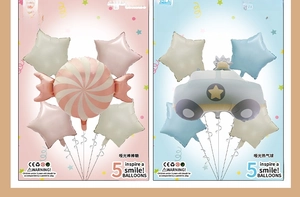 Détails de ballons en aluminium en forme de bonbon et voiture pour fête d'enfants