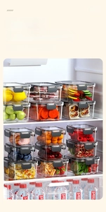Stackable airtight food storage containers for refrigerator organization and fresh storage