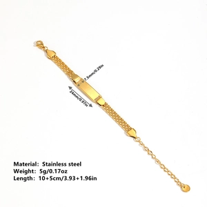 Custom engraved gold stainless steel identity plate bracelet with adjustable mesh chain