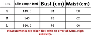 Detailed size chart for the knit V-neck backless dress with length, bust, and waist measurements
