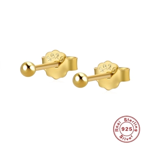 925 Sterling Silver Ball Stud Earrings Small Mini Round Bead Minimalist Daily Commute Style Women