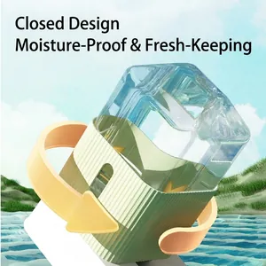 Fully enclosed automatic pet water dispenser with blue transparent lid and green base