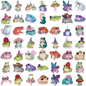 50 pieces of cute cartoon frog fairy waterproof vinyl stickers for guitar and laptop DIY decor