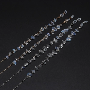 Fashionable eyeglass chain featuring natural opal stones and durable alloy links