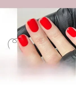 Short square press-on nails in vibrant red color with a smooth solid finish JP2636