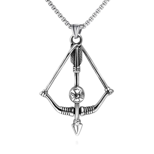 Vintage Stainless Steel Chain Alloy Pendant Necklace Punk Gothic Hip Hop Jewelry For Men Women Bow Arrow Cross Wolf Anchor Pendant