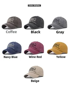 Washed cotton baseball caps in 7 colors featuring One Moment embroidery detail