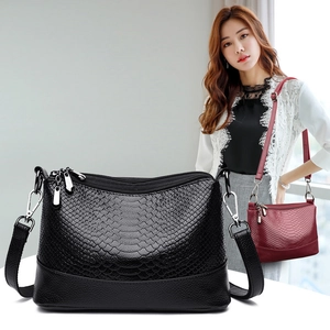 Women Shoulder Crossbody Bag Snake Pattern PU Leather Multi-Zipper Large Capacity Handbag Versatile Elegant