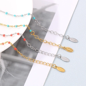 Cross stainless steel bead bracelets in gold and silver with colorful resin charms
