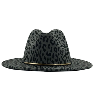 Classic gray leopard print western cowboy hat with a thin gold metal decorative band