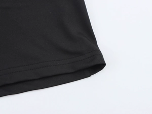 Close-up detail of double stitching on the black polyester fabric sleeve cuff