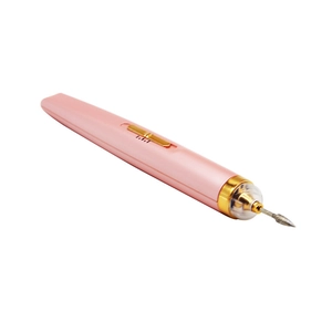 Dettaglio della fresa elettrica per unghie 5 in 1 rosa e oro con punta in metallo