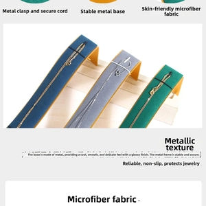 Detail showing stable metal base and skin-friendly microfiber necklace display stand