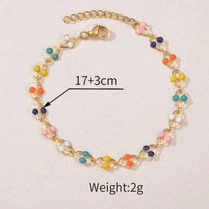 Detailed view of colorful enamel bead bracelet in 18k gold plating with 17+3cm size mark