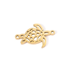 Golden hollow sea turtle connector pendant made of stainless steel for jewelry DIY