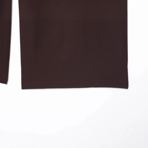 Women's loose high waist trousers in dark brown with elegant hem stitching details