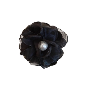 Pince à cheveux fleur en dentelle noire élégante avec perle pour coiffures chic