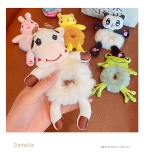 Détails de chouchous en peluche animaux mignons avec fausse fourrure douce et broderie