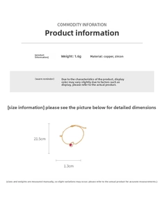 Details zum 18K vergoldeten Armband mit rotem Zirkonia und Kupfer-Spezifikationen