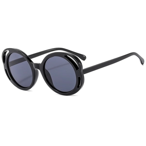 Round Sunglasses Hollow Frame UV400 Protection PC Lens Retro Personality Large Frame Versatile Fashion For Women