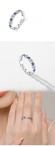 Detail of s925 silver evil eye heart ring with 3.65mm width and 2.56g weight specs